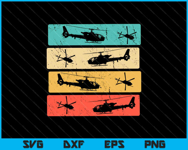 Retro helikopterpiloot SVG PNG snijden afdrukbare bestanden