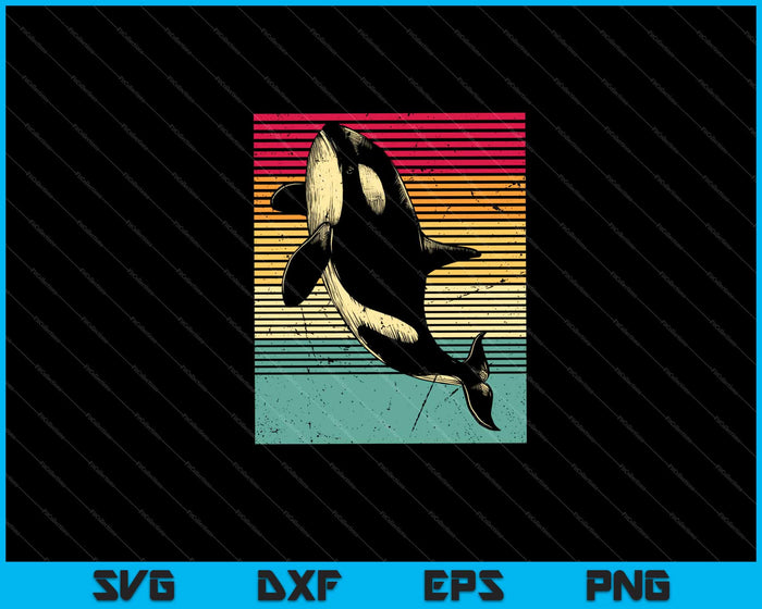 Retro Killer Whale divertido SVG cortando archivos imprimibles