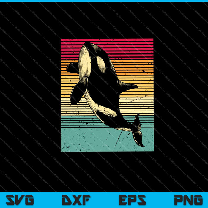 Retro Killer Whale divertido SVG cortando archivos imprimibles