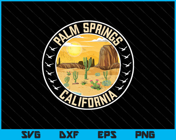 Retro Palm Springs California Desierto Atardecer SVG PNG Cortar archivos imprimibles