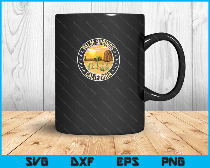 Retro Palm Springs California Desierto Atardecer SVG PNG Cortar archivos imprimibles