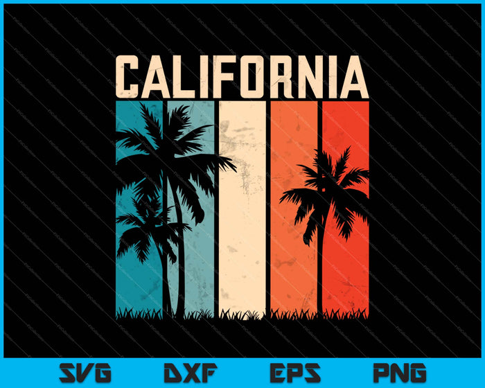 Retro Palm Trees Summer California SVG PNG Cutting Printable Files