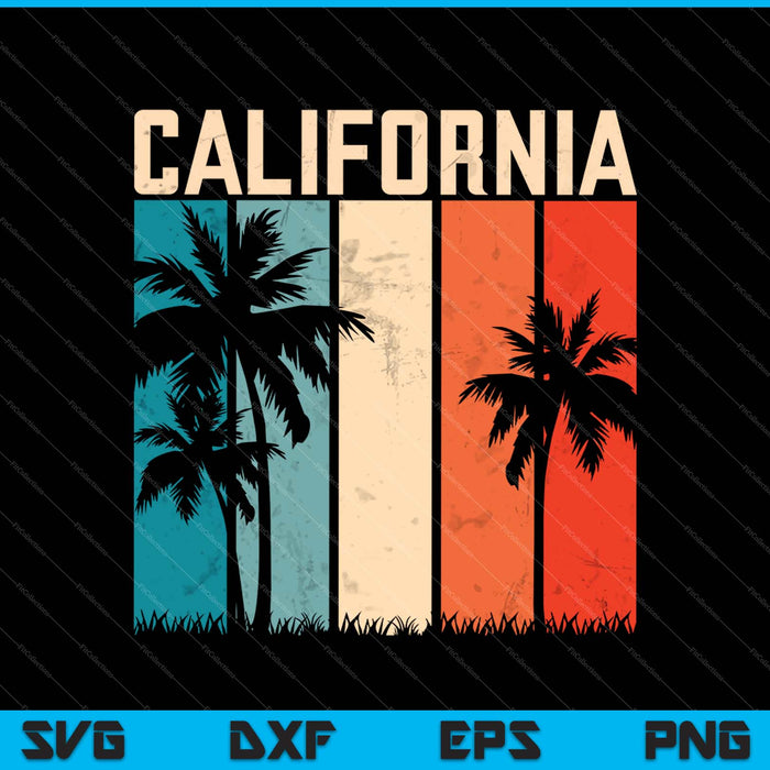 Retro Palm Trees Summer California SVG PNG Cutting Printable Files