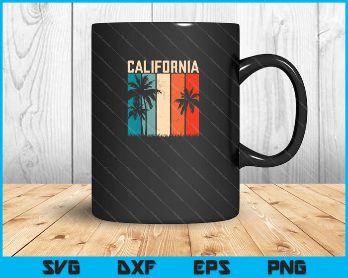 Retro Palmeras Verano California SVG PNG Cortar archivos imprimibles