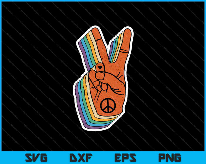 Retro Peace Vintage Shirt 60's 70's Hippie SVG PNG Cortar archivos imprimibles