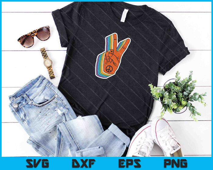 Retro Peace Vintage Shirt 60's 70's Hippie SVG PNG Cortar archivos imprimibles