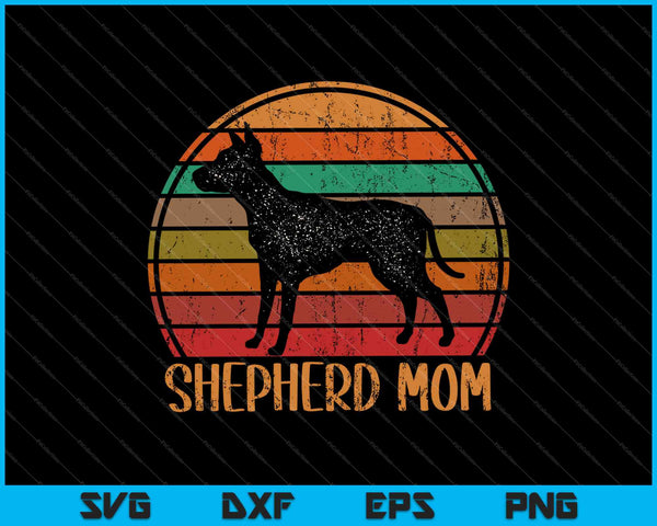 Retro herder moeder cadeau hond moeder huisdier Shepard Mama SVG PNG snijden afdrukbare bestanden