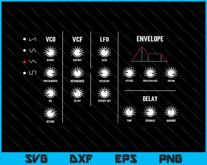 Retro Synthesizer Analog Synth Buttons DJ Studio SVG PNG Cutting Printable Files