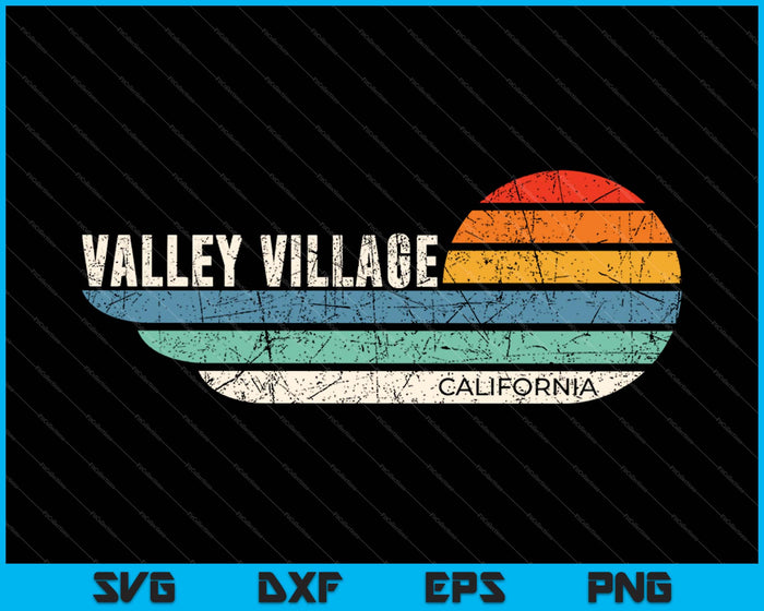 Retro Valley Village Californië SVG PNG snijden afdrukbare bestanden