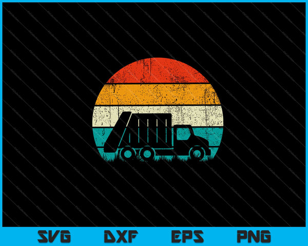 Retro Vintage zonsondergang vuilniswagen Svg snijden afdrukbare bestanden