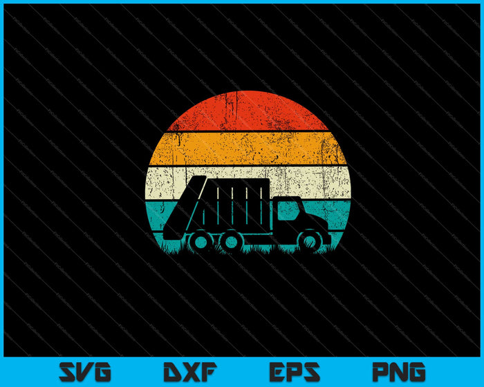 Retro Vintage zonsondergang vuilniswagen Svg snijden afdrukbare bestanden