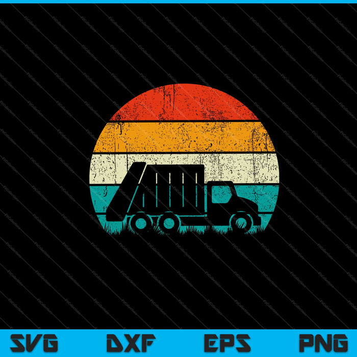 Retro Vintage zonsondergang vuilniswagen Svg snijden afdrukbare bestanden