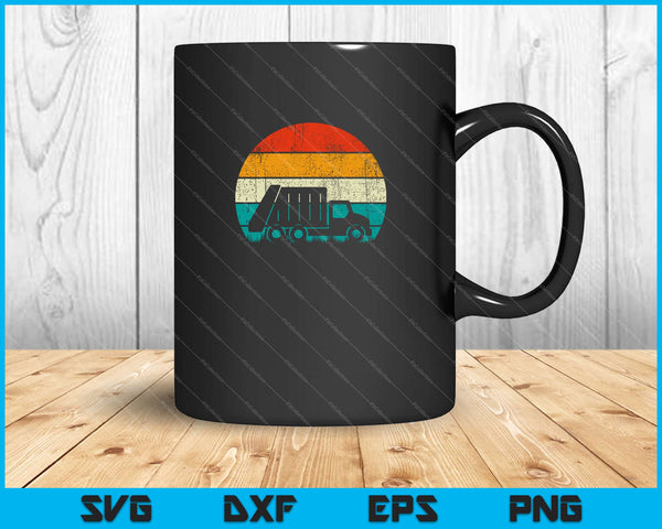 Retro Vintage zonsondergang vuilniswagen Svg snijden afdrukbare bestanden