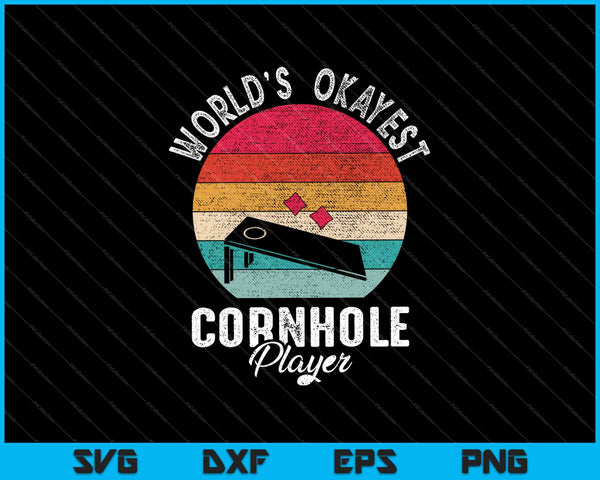 Retro World's Okayest Cornhole Player SVG PNG Cutting Printable Files