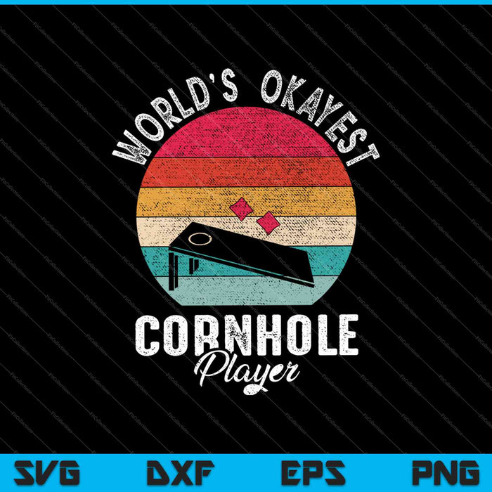 Retro World's Okayest Cornhole Player SVG PNG Cutting Printable Files