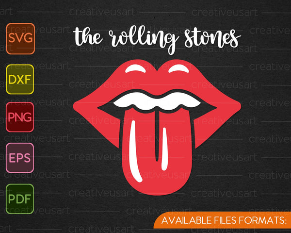 Rolling Stones officiële script tong SVG PNG snijden afdrukbare bestanden