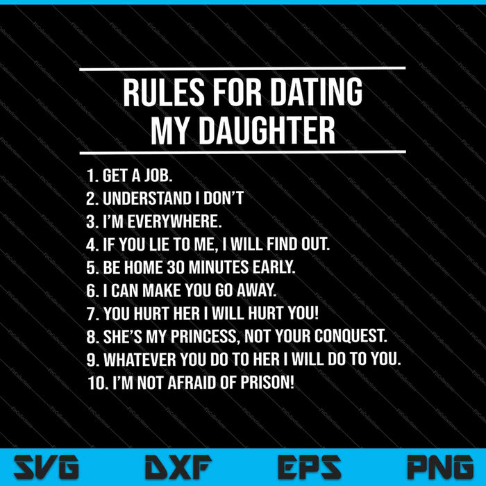 Rules For Dating My Daughter Funny Fathers Day List SVG PNG Cutting Printable Files
