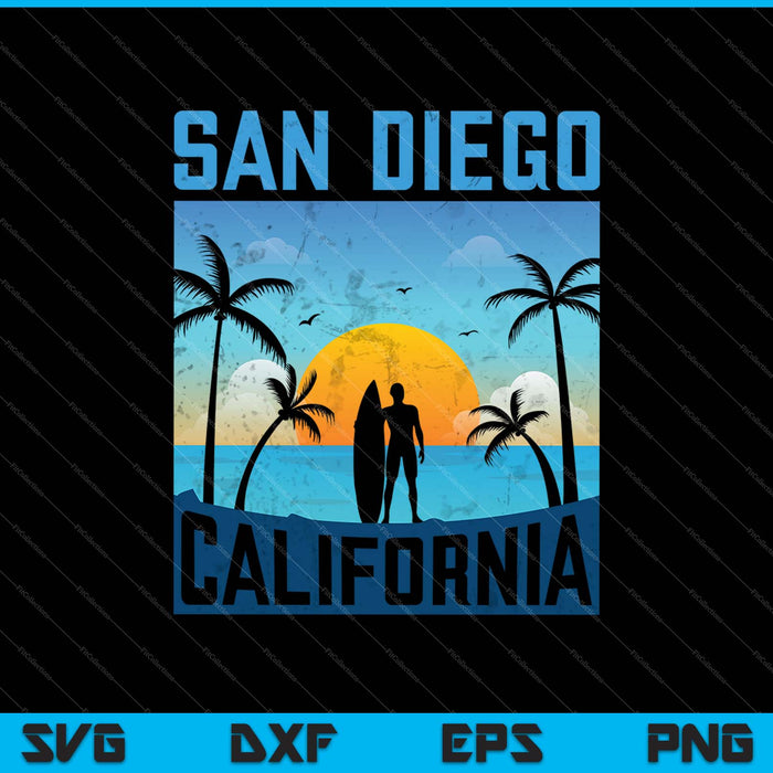 San Diego California Summer Surf SVG PNG Cutting Printable Files