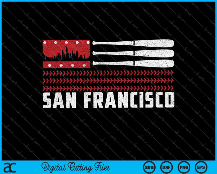 San Francisco Baseball Flag Patriotic Vintage SVG PNG Cutting Printable Files