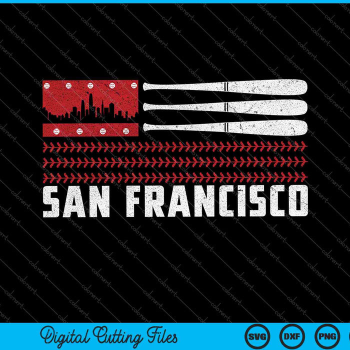 San Francisco Baseball Flag Patriotic Vintage SVG PNG Cutting Printable Files