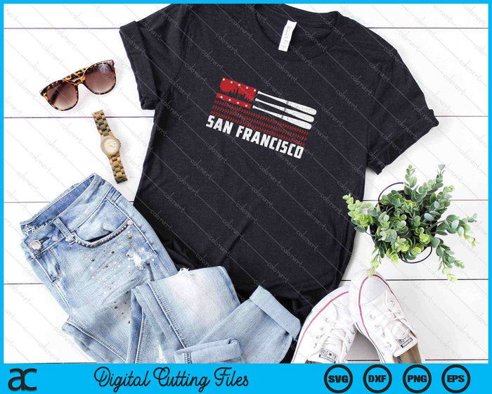 San Francisco Baseball Flag Patriotic Vintage SVG PNG Cutting Printable Files