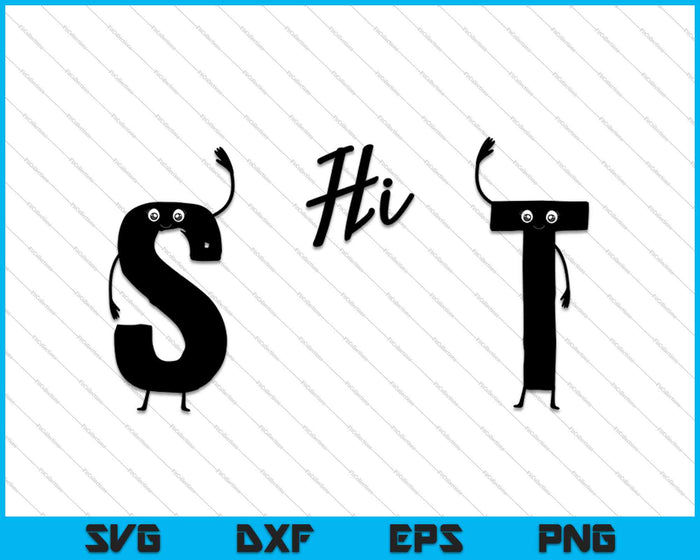 S and T Say Hi SVG PNG Cutting Printable Files