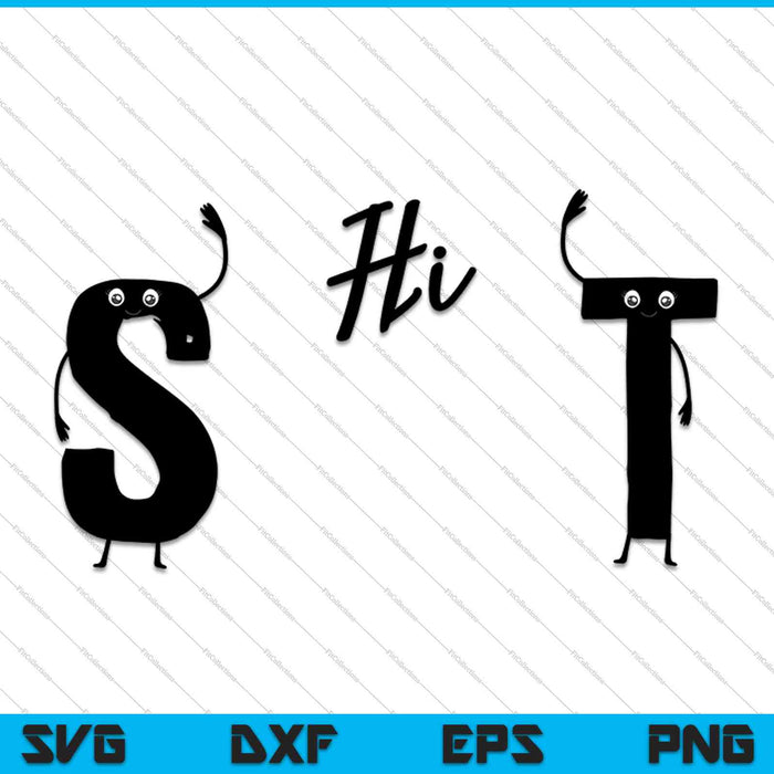 S and T Say Hi SVG PNG Cutting Printable Files