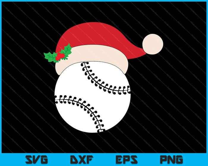 Santa honkbal hoed Kerstmis SVG PNG snijden afdrukbare bestanden