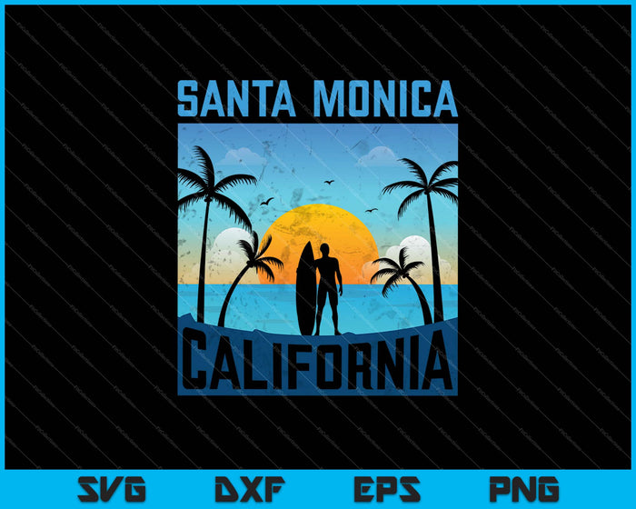 Santa Monica California Summer Surf SVG PNG Cutting Printable Files