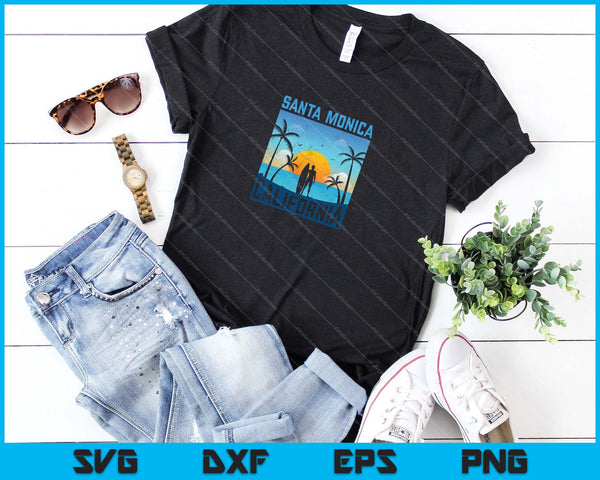 Santa Mónica California Verano Surf SVG PNG Cortar archivos imprimibles - on a t-shirt