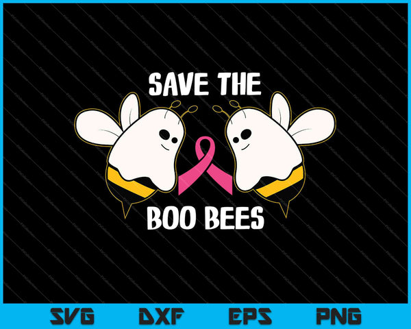 Save The Boo Bees Halloween Divertida concientización sobre el cáncer de mama SVG PNG Cortando archivos imprimibles