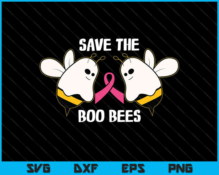 Save The Boo Bees Halloween Divertida concientización sobre el cáncer de mama SVG PNG Cortando archivos imprimibles