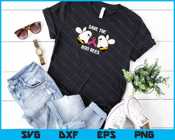 Save The Boo Bees Halloween Funny Breast Cancer Awareness SVG PNG Snijden afdrukbare bestanden - on a t-shirt