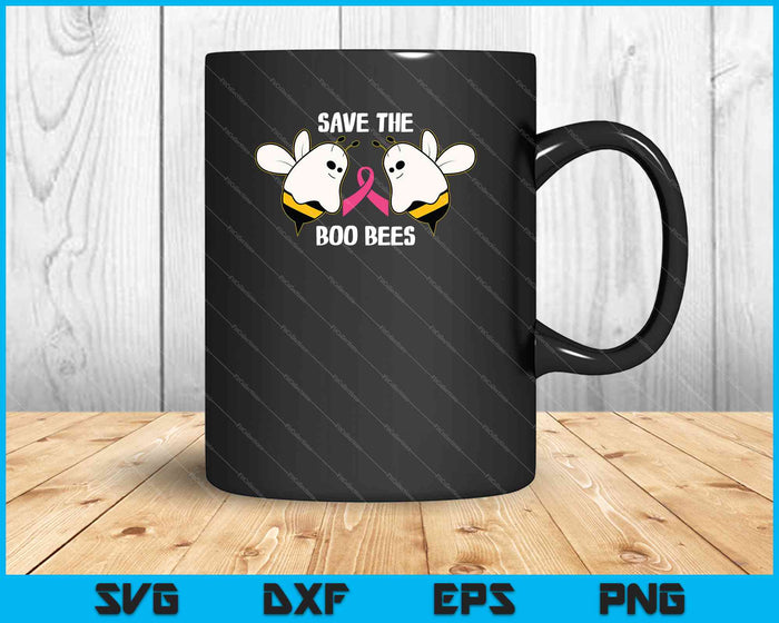 Save The Boo Bees Halloween Funny Breast Cancer Awareness SVG PNG Cutting Printable Files