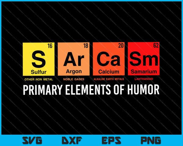 Ciencia Sarcasmo S Ar Ca Sm Elementos primarios del humor SVG PNG Cortar archivos imprimibles