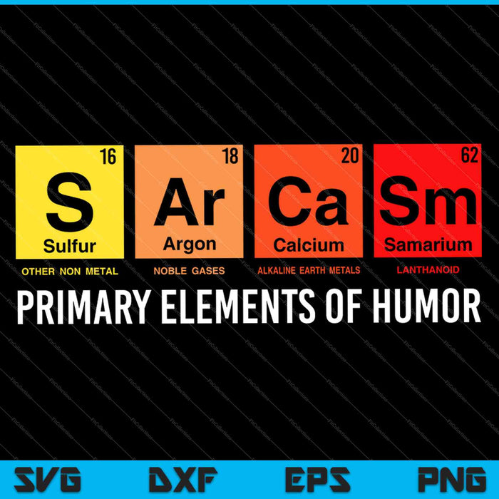 Wetenschap sarcasme S Ar Ca Sm Primaire elementen van humor SVG PNG snijden afdrukbare bestanden
