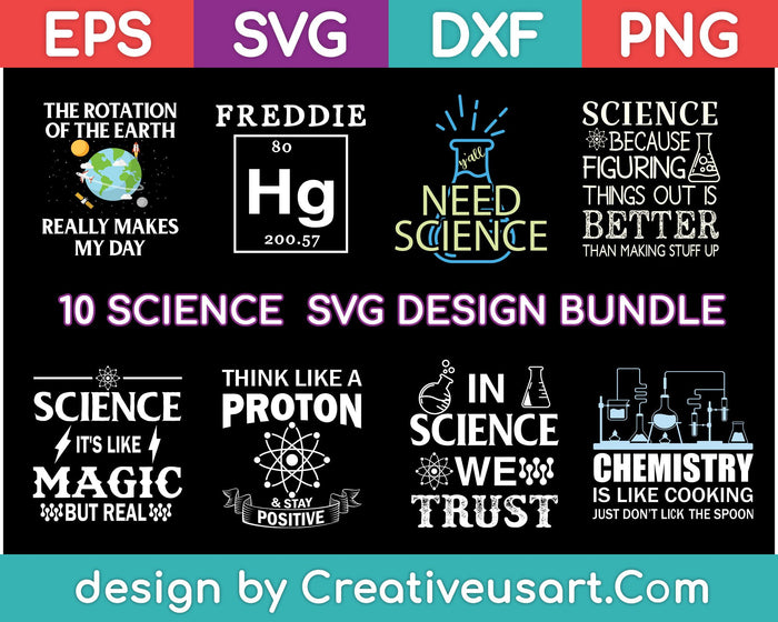 Science Svg Bundle - 10 piece set. For use with a Cricut or Silhouette Cameo machine.