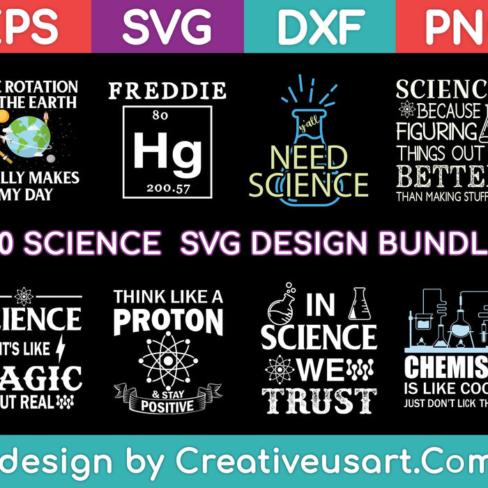 Science Svg Bundle - 10 piece set. For use with a Cricut or Silhouette Cameo machine.