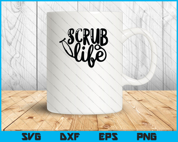 Scrub Life con estetoscopio y bolsillo SVG PNG cortando archivos imprimibles