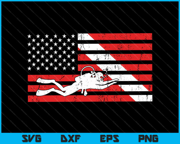 Scuba Diving American Flag SVG PNG Cutting Printable Files