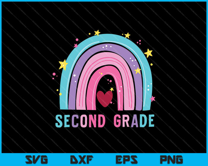Second Grade Rainbow Girls Boys Teacher Team 2nd Grade Squad SVG PNG Cutting Printable Files