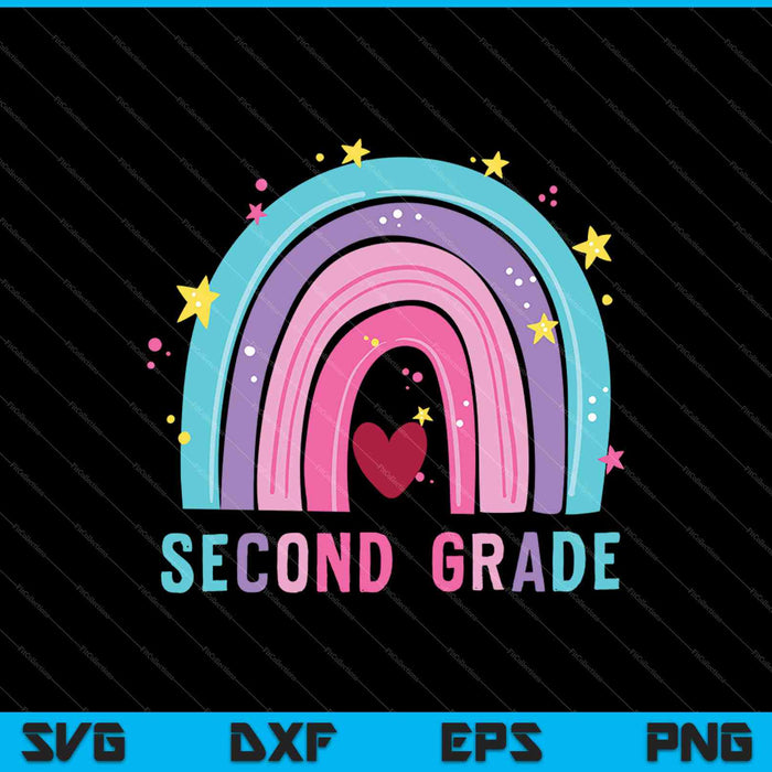 Second Grade Rainbow Girls Boys Teacher Team 2nd Grade Squad SVG PNG Cutting Printable Files