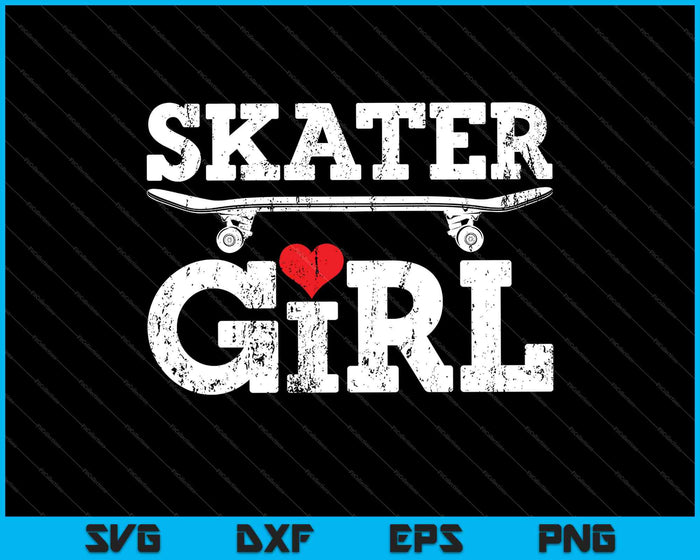 Skater meisje skateboard skateboarden SVG PNG snijden afdrukbare bestanden
