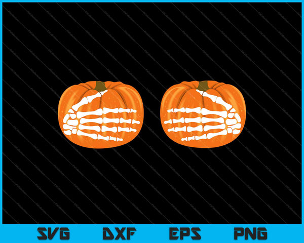 Skeleton Hands Holding Pumpkins Boobs Funny Adult Halloween SVG PNG Printable Files