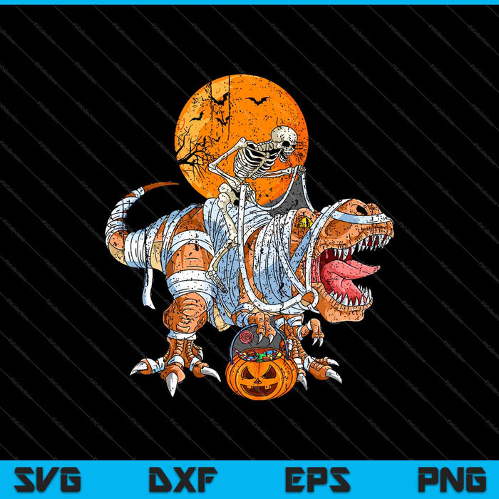 Skeleton Riding Mummy T Rex Halloween Boys Girls Kids SVG PNG Cutting Printable Files