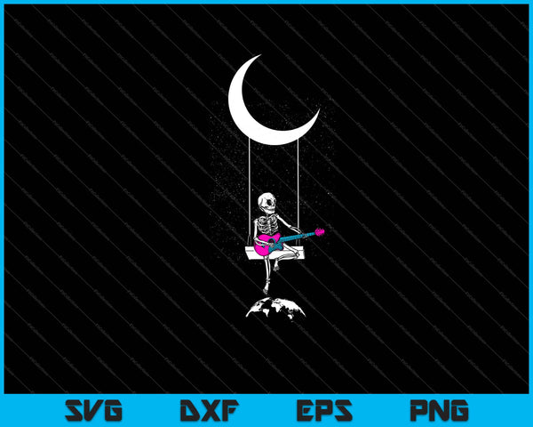 Skeleton Rock op maan Halloween rockband Svg snijden afdrukbare bestanden