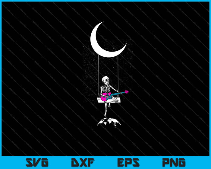 Skeleton Rock On Moon Halloween Rock Band Svg Cutting Printable Files