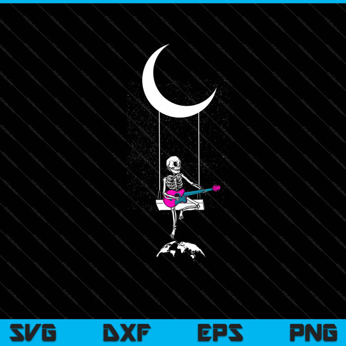 Skeleton Rock op maan Halloween rockband Svg snijden afdrukbare bestanden