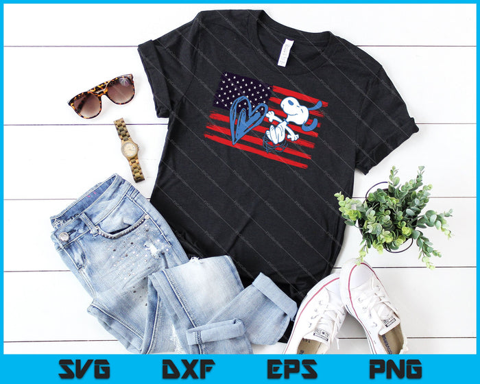 Snoopy Love 4 de julio EE.UU. América SVG PNG Cortando archivos imprimibles