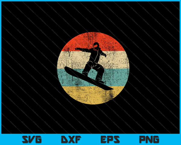 Snowboard - Vintage Retro Snowboarder Svg Cortando archivos imprimibles